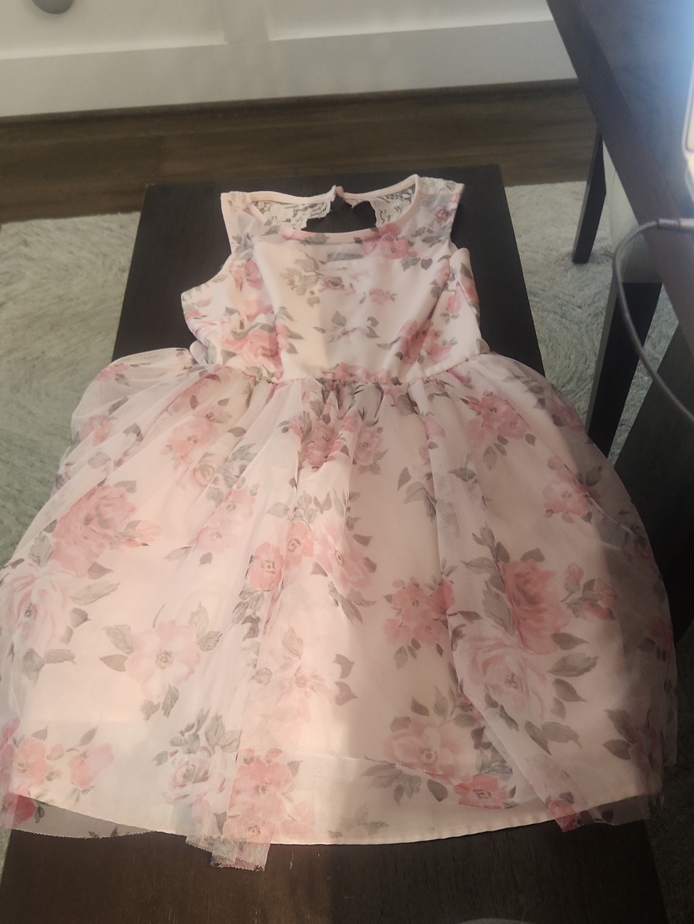 Zhenzi Pink Floral Lace-Back Girls' Formal Dress